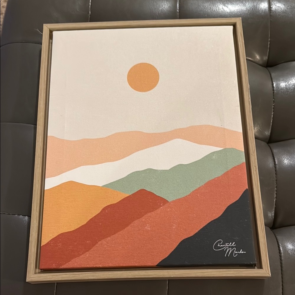 Abstract Landscape Art in Wooden Frame